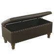 HomePop Traditional Faux Leather Large Storage Bench w/ Nailhead Trim in Brown