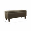 HomePop Traditional Faux Leather Large Storage Bench w/ Nailhead Trim in Brown
