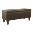 HomePop Traditional Faux Leather Large Storage Bench w/ Nailhead Trim in Brown