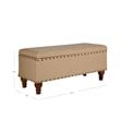 HomePop Rectangle Traditional Fabric Storage Bench with Nailhead Trim in Tan