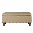 HomePop Rectangle Traditional Fabric Storage Bench with Nailhead Trim in Tan