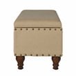 HomePop Rectangle Traditional Fabric Storage Bench with Nailhead Trim in Tan
