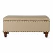 HomePop Rectangle Traditional Fabric Storage Bench with Nailhead Trim in Tan
