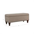 HomePop Traditional Fabric Large Storage Bench with Nailhead Trim in Tan