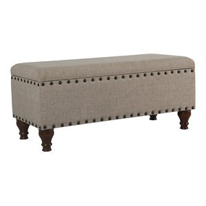 homepop traditional fabric large storage bench with nailhead trim