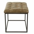 HomePop Modern Metal and Faux Leather Small Decorative Ottoman in Brown