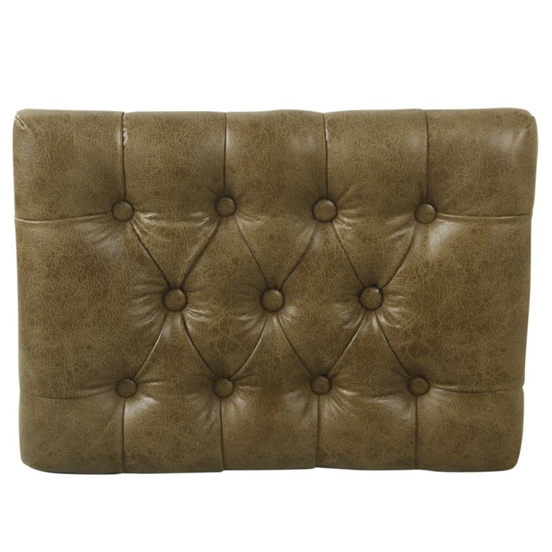HomePop Modern Metal and Faux Leather Small Decorative Ottoman in Brown