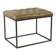 HomePop Modern Metal and Faux Leather Small Decorative Ottoman in Brown