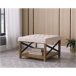 HomePop Traditional Wood and Fabric Tufted Ottoman with Storage in Cream