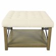 HomePop Traditional Wood and Fabric Tufted Ottoman with Storage in Cream