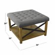 HomePop Traditional Wood and Fabric Tufted Ottoman with Storage in Gray