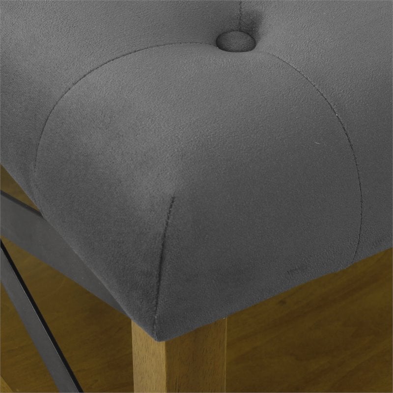 HomePop Traditional Wood and Fabric Tufted Ottoman with Storage in Gray