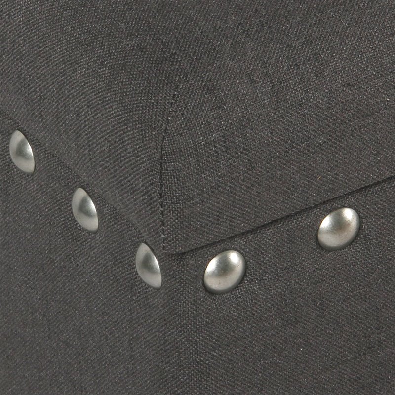 HomePop Traditional Fabric Large Storage Bench with Nailhead Trim in Charcoal