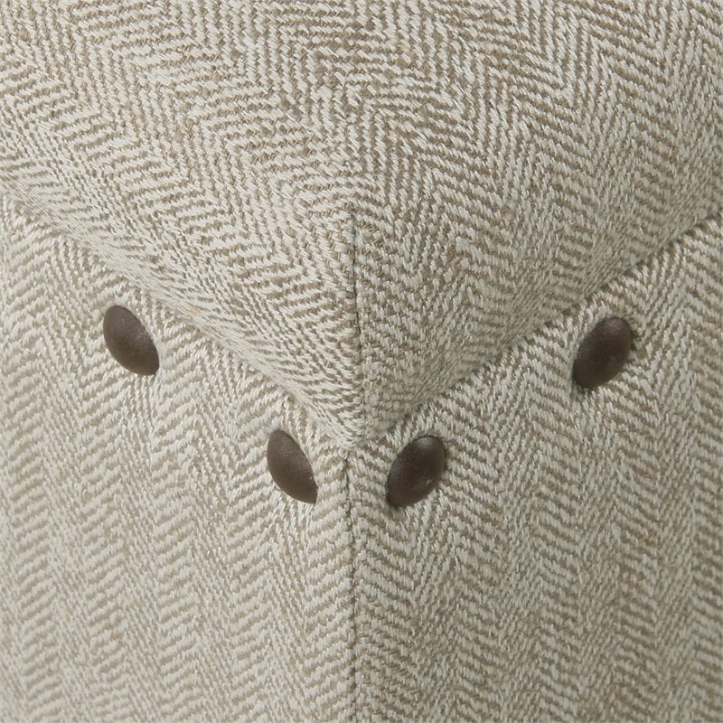 HomePop Traditional Fabric Large Storage Bench with Nailhead Trim in Cream/Taupe