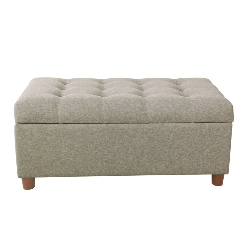 HomePop Traditional Fabric Tufted Storage Bench in Gray Finish