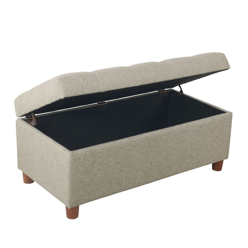 HomePop Traditional Fabric Tufted Storage Bench in Gray Finish