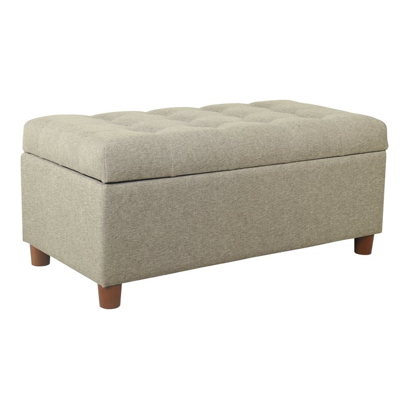 HomePop Traditional Fabric Tufted Storage Bench in Gray Finish