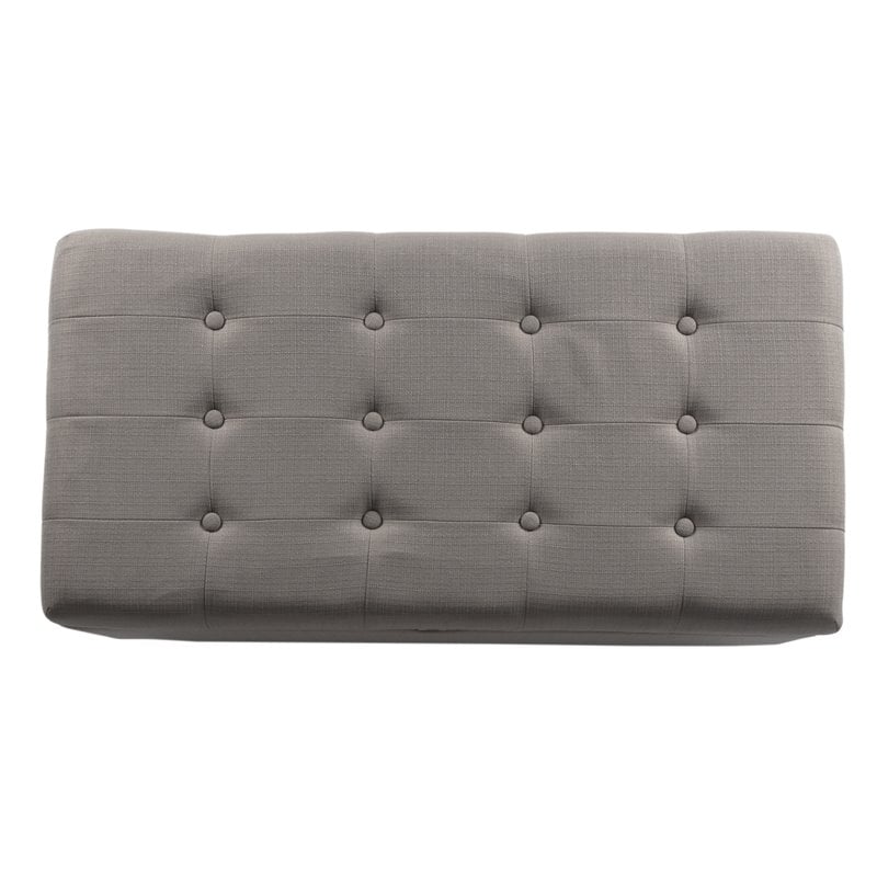HomePop Traditional Fabric Tufted Large Storage Bench in Textured Gray