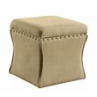 HomePop Cinch Traditional Fabric Storage Ottoman with Nailheads in Brown