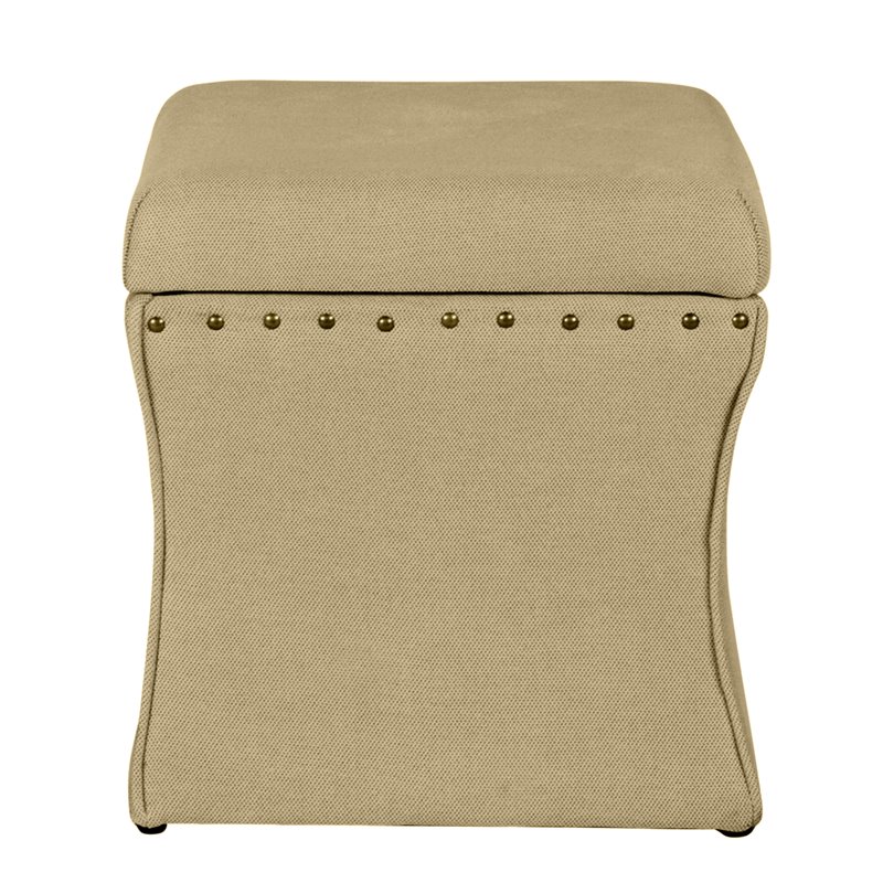 HomePop Cinch Traditional Fabric Storage Ottoman with Nailheads in Brown