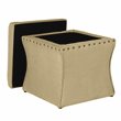 HomePop Cinch Traditional Fabric Storage Ottoman with Nailheads in Brown