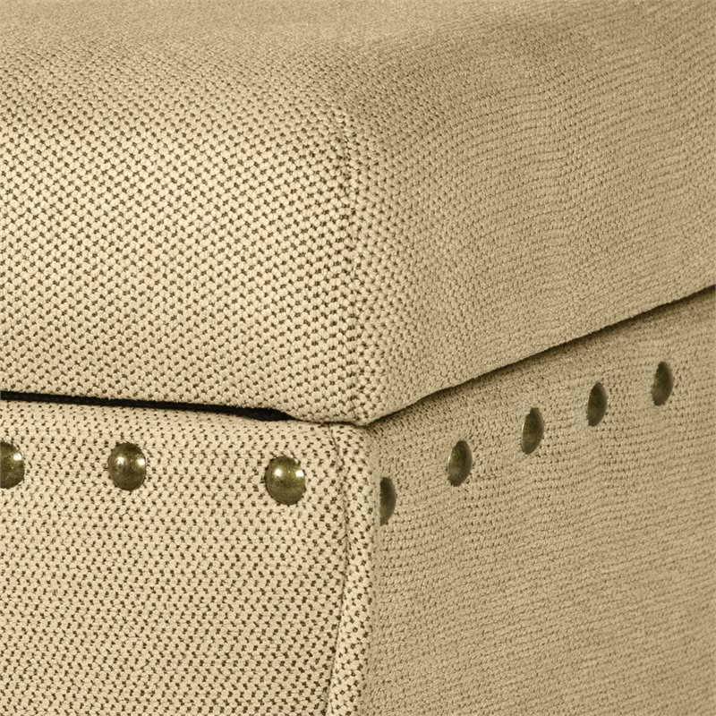 HomePop Cinch Traditional Fabric Storage Ottoman with Nailheads in Brown