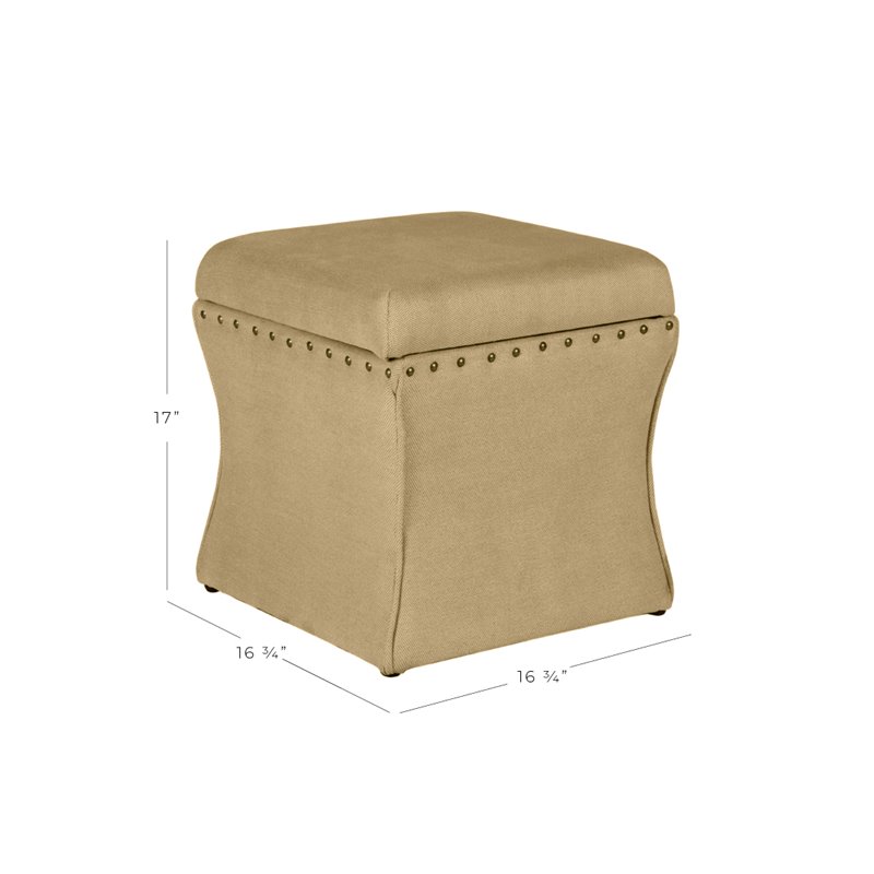 HomePop Cinch Traditional Fabric Storage Ottoman with Nailheads in Brown