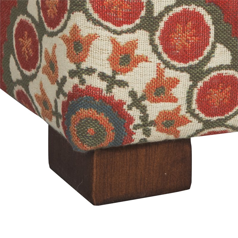 HomePop Transitional Fabric Storage Ottoman in Orange and Green