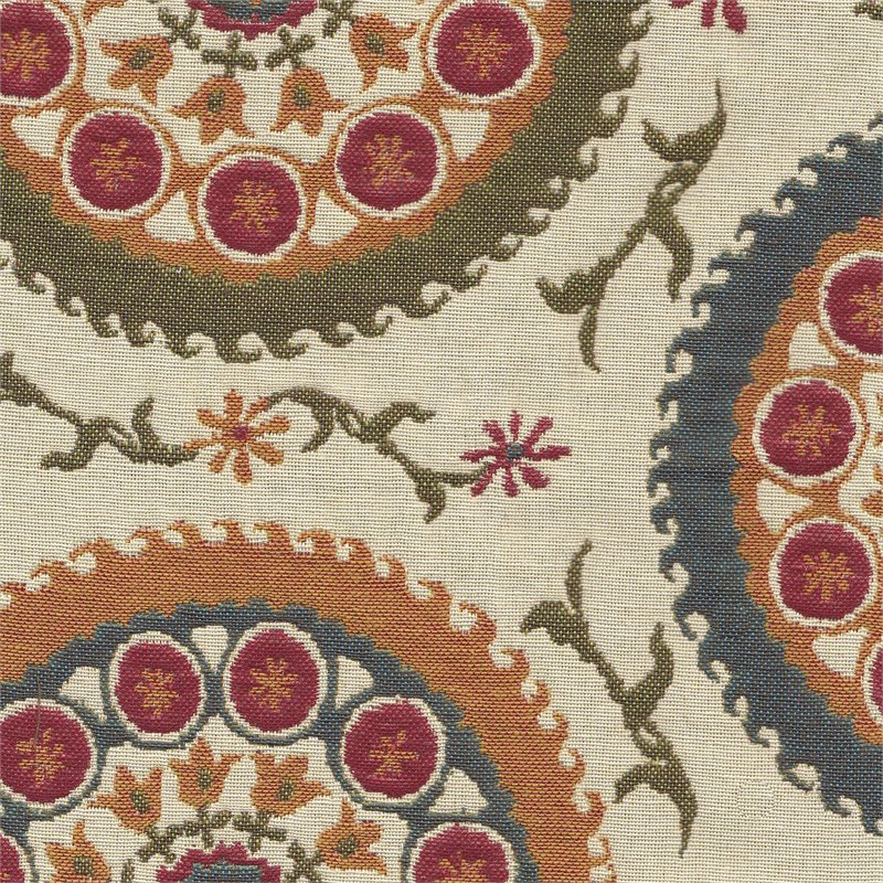 HomePop Transitional Fabric Storage Ottoman in Orange and Green