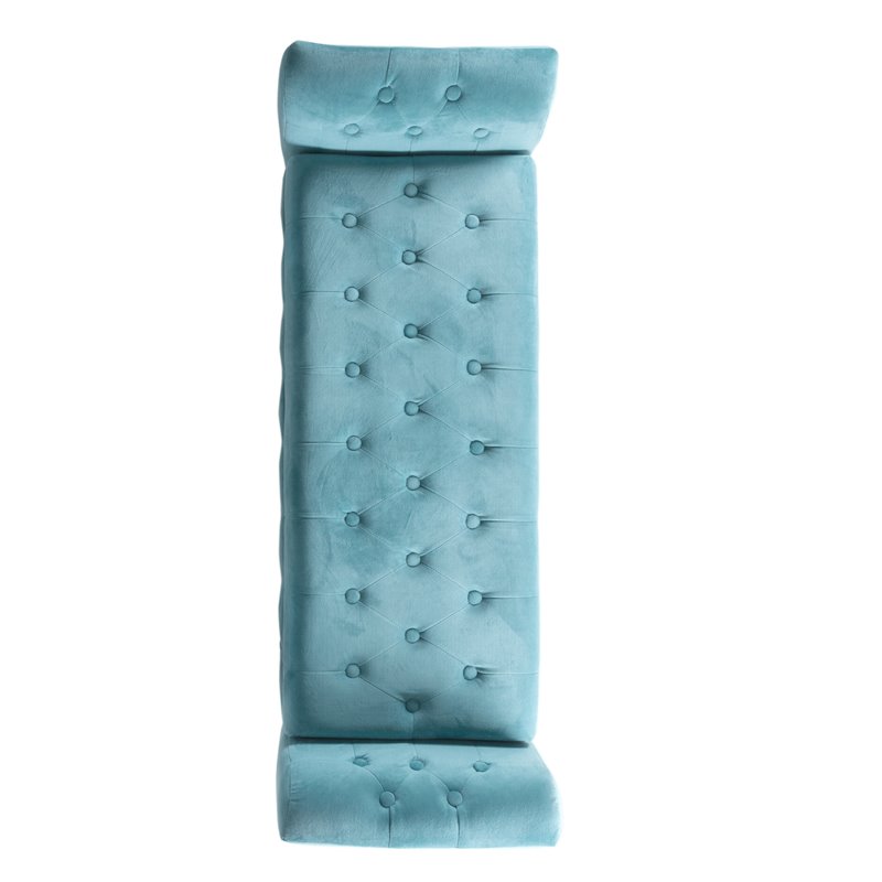 HomePop Traditional Velvet Tufted Storage Bench and Settee in Blue