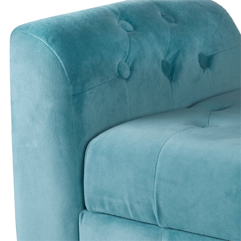 HomePop Traditional Velvet Tufted Storage Bench and Settee in Blue