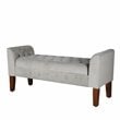HomePop Traditional Velvet Tufted Storage Bench and Settee in Gray