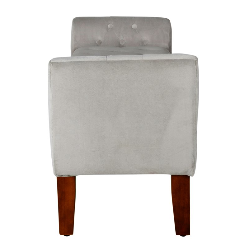 HomePop Traditional Velvet Tufted Storage Bench and Settee in Gray