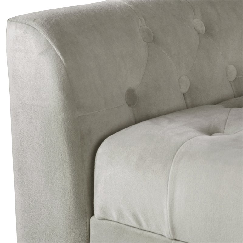 HomePop Traditional Velvet Tufted Storage Bench and Settee in Gray