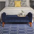 HomePop Traditional Velvet Fabric Storage Bench and Settee in Blue