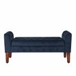 HomePop Traditional Velvet Fabric Storage Bench and Settee in Blue