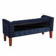 HomePop Traditional Velvet Fabric Storage Bench and Settee in Blue