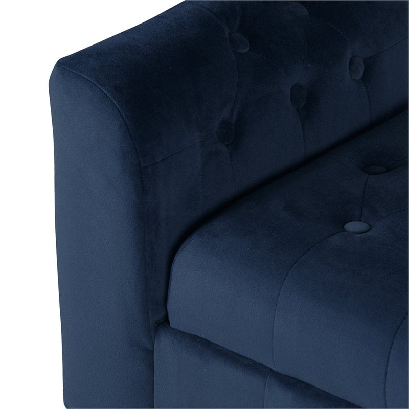 HomePop Traditional Velvet Fabric Storage Bench and Settee in Blue