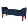 HomePop Traditional Velvet Fabric Storage Bench and Settee in Blue