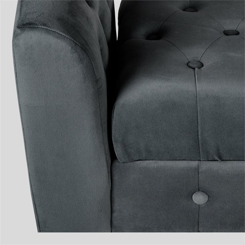 HomePop Traditional Velvet Fabric Storage Bench and Settee in Gray