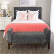 HomePop Traditional Velvet Fabric Storage Bench and Settee in Gray