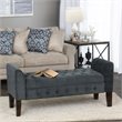 HomePop Traditional Velvet Fabric Storage Bench and Settee in Gray