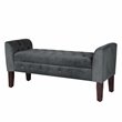 HomePop Traditional Velvet Fabric Storage Bench and Settee in Gray