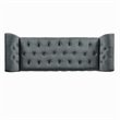 HomePop Traditional Velvet Fabric Storage Bench and Settee in Gray