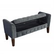 HomePop Traditional Velvet Fabric Storage Bench and Settee in Gray