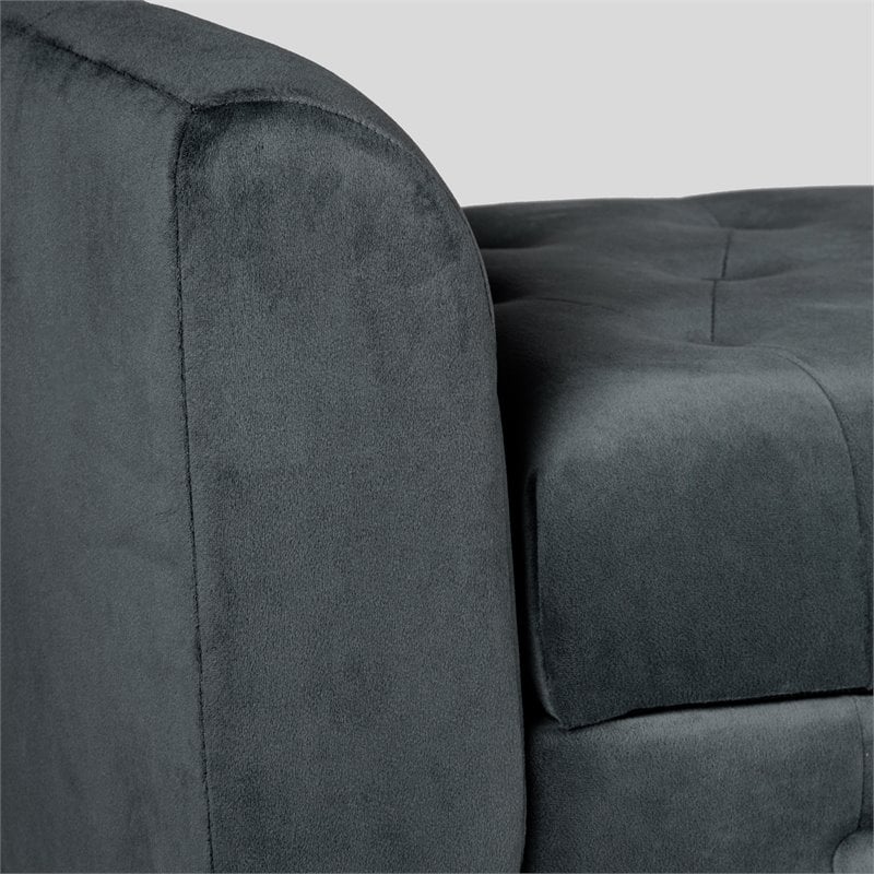 HomePop Traditional Velvet Fabric Storage Bench and Settee in Gray