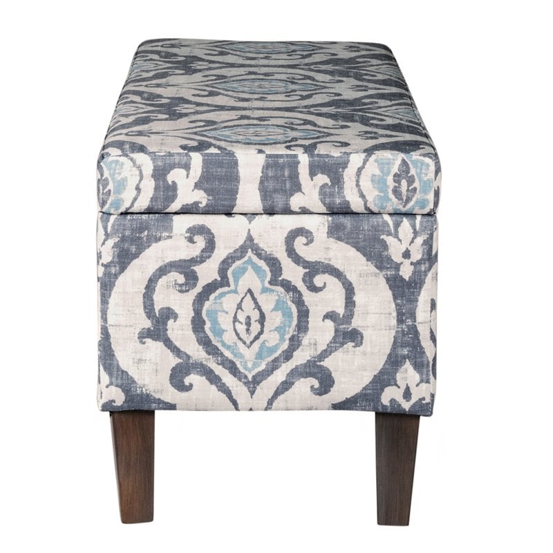 HomePop Transitional Fabric Large Decorative Storage Bench in Blue