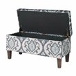 HomePop Transitional Fabric Large Decorative Storage Bench in Blue