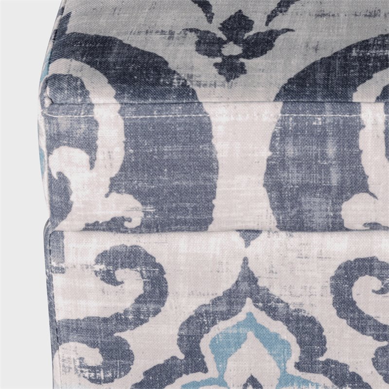 HomePop Transitional Fabric Large Decorative Storage Bench in Blue