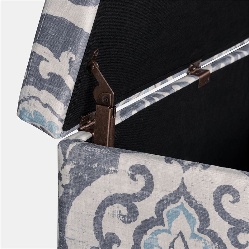 HomePop Transitional Fabric Large Decorative Storage Bench in Blue